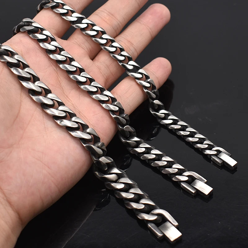 Stainless Steel Men Bracelet Cuban Links & Chains Bangle Accessory