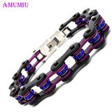 Biker Bicycle Cuff Bracelet Punk Rock Motorcycle Chain Bangle Stainless Steel
