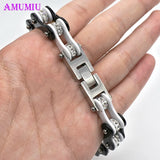 Biker Bicycle Cuff Bracelet Punk Rock Motorcycle Chain Bangle Stainless Steel