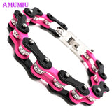 Biker Bicycle Cuff Bracelet Punk Rock Motorcycle Chain Bangle Stainless Steel