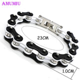 Biker Bicycle Cuff Bracelet Punk Rock Motorcycle Chain Bangle Stainless Steel