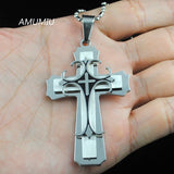 Men Women Cross Pendant Necklace Stainless Steel HZP247