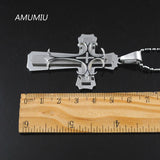 Men Women Cross Pendant Necklace Stainless Steel HZP247