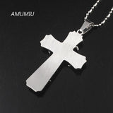 Men Women Cross Pendant Necklace Stainless Steel HZP247