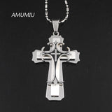 Men Women Cross Pendant Necklace Stainless Steel HZP247