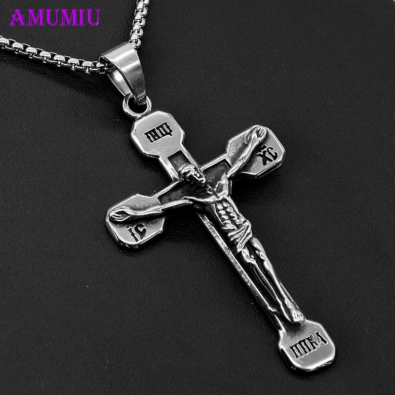 Egyptian Cross Pendant Necklace for Men Women Unisex Punk Chain Gift P033