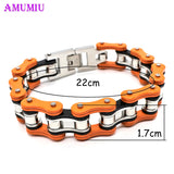 Orange Pink Punk Jewelry Biker Chain Men's Bracelet Titanium Steel