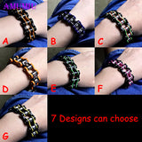 Orange Pink Punk Jewelry Biker Chain Men's Bracelet Titanium Steel