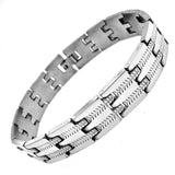Stainless Steel ID Bracelets for Women Men Zircon Stone Couple Jewelry Bangle
