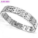 Stainless Steel ID Bracelets for Women Men Zircon Stone Couple Jewelry Bangle