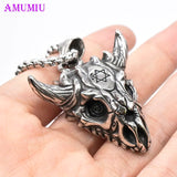 Sun Vikings Goat Head Pendant Chain Necklace Vintage P062