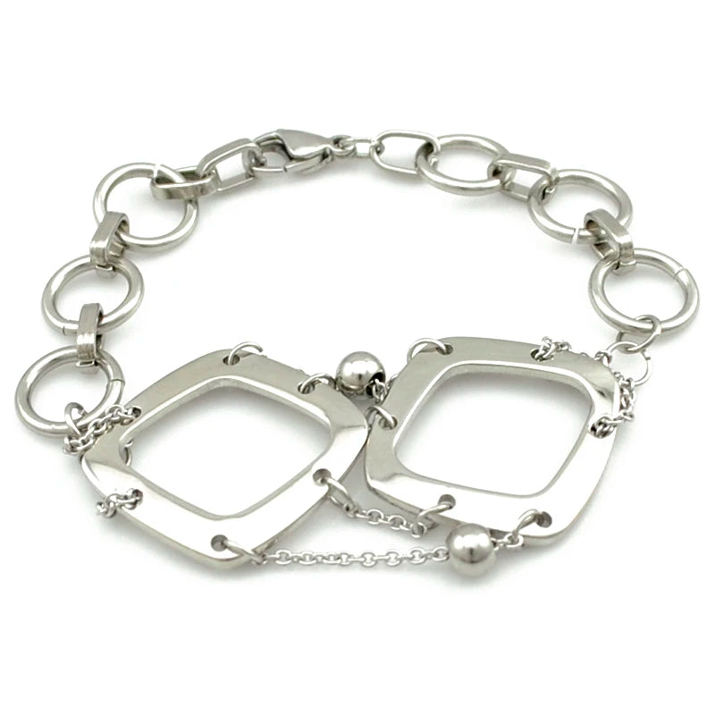 Stainless Steel Bracelet Double Rhombus Lady Jewelry Gift