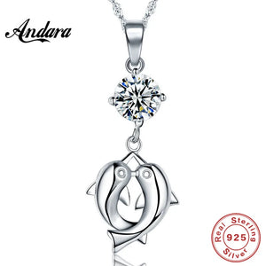 925 Silver Dolphin Pendant Necklace for Women