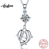 925 Silver Dolphin Pendant Necklace for Women