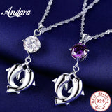 925 Silver Dolphin Pendant Necklace for Women