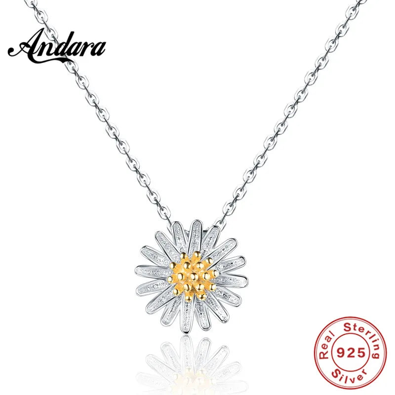 Chrysanthemum Pendant 925 Sterling Silver Necklace Charm for Women