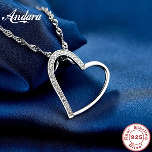 925 Silver Forever Love Heart Pendant Necklace Women Gift