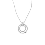 925 Silver 2 Circles Coins Round Pendant Long Chain Choker Jewelry Women
