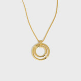 925 Silver 2 Circles Coins Round Pendant Long Chain Choker Jewelry Women