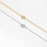 925 Sterling Silver CZ Charm Chain Bracelet