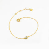 925 Sterling Silver CZ Charm Chain Bracelet