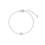 925 Sterling Silver CZ Charm Chain Bracelet