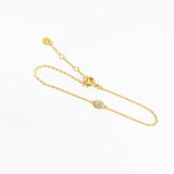 925 Sterling Silver CZ Charm Chain Bracelet