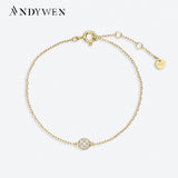 925 Sterling Silver CZ Charm Chain Bracelet