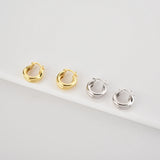 925 Silver Cross Hoop Earrings 6.4mm Thick