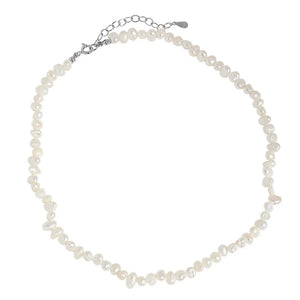 925 Silver Baroque Pearl Charm Necklace Crystal Choker