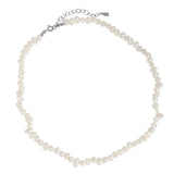 925 Silver Baroque Pearl Charm Necklace Crystal Choker