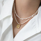 925 Silver Baroque Pearl Charm Necklace Crystal Choker