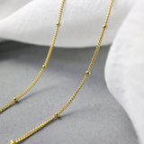 925 Sterling Silver Choker Necklace 35cm+5cm Chain Slim Beads Jewelry