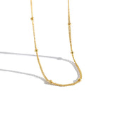 925 Sterling Silver Choker Necklace 35cm+5cm Chain Slim Beads Jewelry