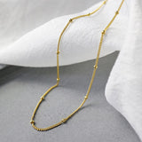925 Sterling Silver Choker Necklace 35cm+5cm Chain Slim Beads Jewelry