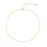 925 Sterling Silver Choker Necklace 35cm+5cm Chain Slim Beads Jewelry