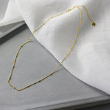 925 Sterling Silver Choker Necklace 35cm+5cm Chain Slim Beads Jewelry
