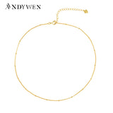 925 Sterling Silver Choker Necklace 35cm+5cm Chain Slim Beads Jewelry