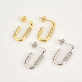 925 Silver 21mm Hoop Piercing Zircon CZ Irregular Loop Earring