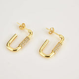 925 Silver 21mm Hoop Piercing Zircon CZ Irregular Loop Earring