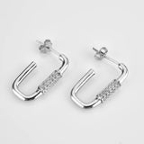 925 Silver 21mm Hoop Piercing Zircon CZ Irregular Loop Earring