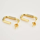 925 Silver 21mm Hoop Piercing Zircon CZ Irregular Loop Earring