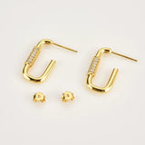 925 Silver 21mm Hoop Piercing Zircon CZ Irregular Loop Earring