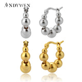 925 Sterling Silver Beads Hoops Women Circle Round Earring Fine Jewelry