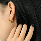 925 Sterling Silver Beads Hoops Women Circle Round Earring Fine Jewelry