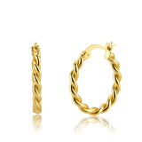 925 Silver 20mm Twist Hoops Earrings Screw Women Circle Jewelry