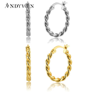 925 Silver 20mm Twist Hoops Earrings Screw Women Circle Jewelry