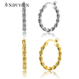 925 Silver 20mm Twist Hoops Earrings Screw Women Circle Jewelry