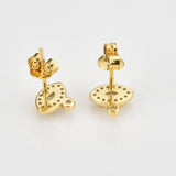 925 Silver Eye Stud Earring Crystal CZ Women Piercing Jewelry