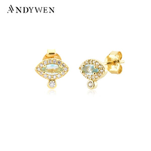 925 Silver Eye Stud Earring Crystal CZ Women Piercing Jewelry